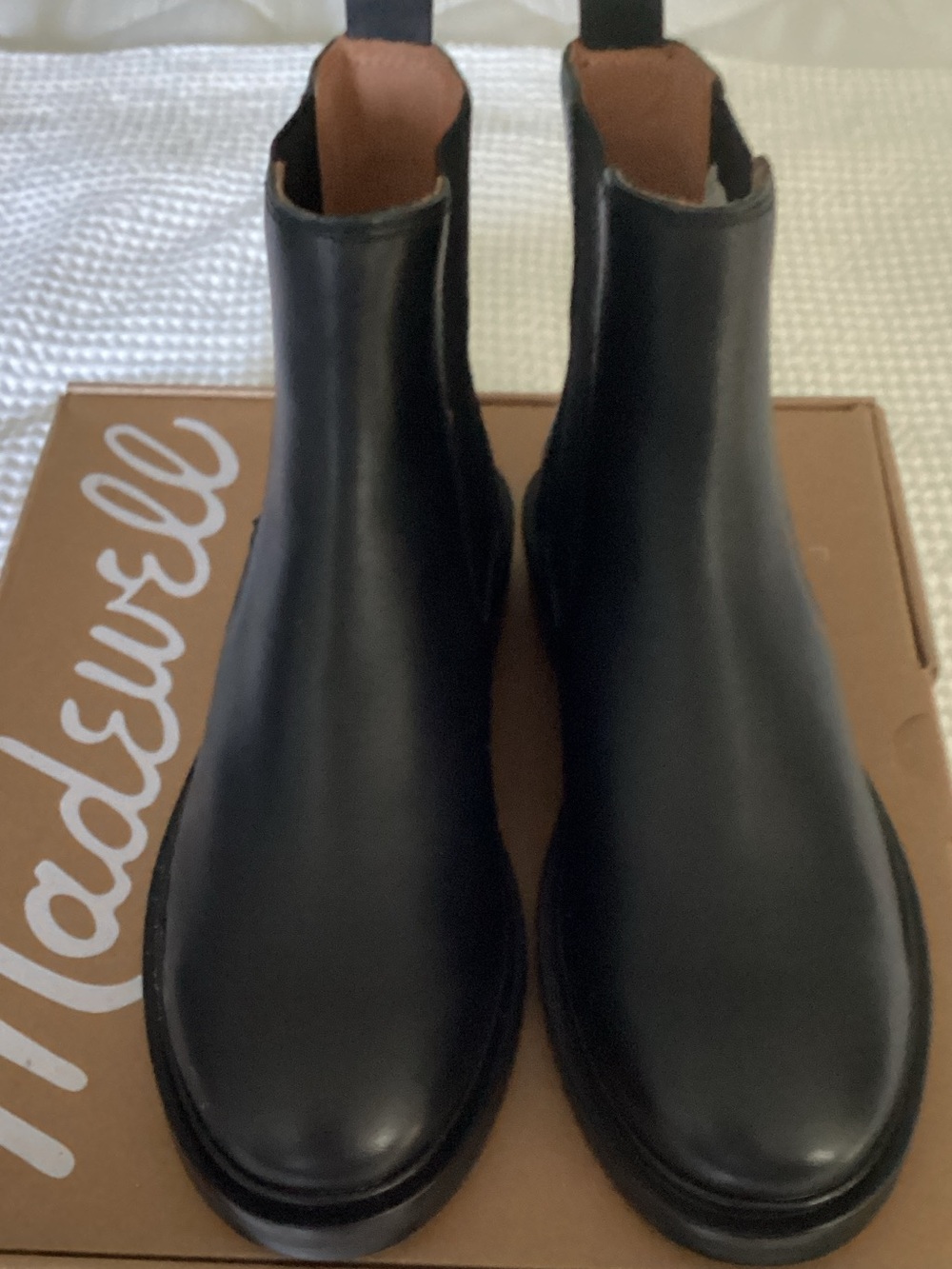 Madewell Black Leather Chelsea Ankle Boots